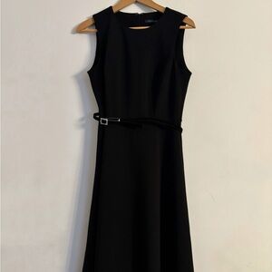 New Black Midi Dress with Belt